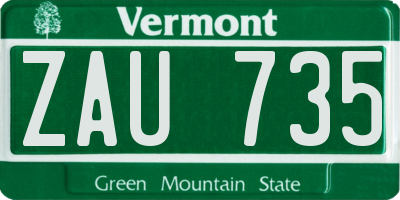 VT license plate ZAU735