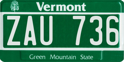 VT license plate ZAU736