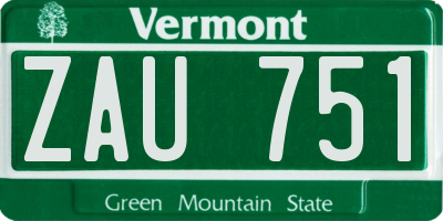 VT license plate ZAU751