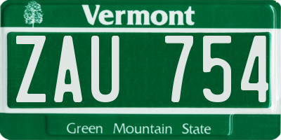 VT license plate ZAU754