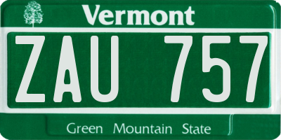 VT license plate ZAU757