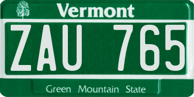 VT license plate ZAU765