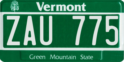 VT license plate ZAU775