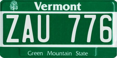 VT license plate ZAU776