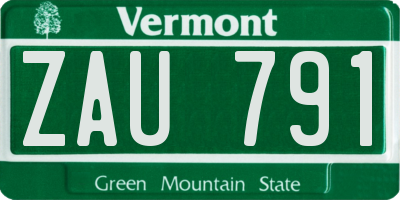 VT license plate ZAU791