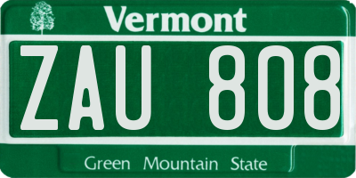 VT license plate ZAU808