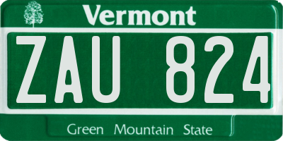 VT license plate ZAU824