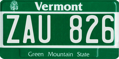 VT license plate ZAU826