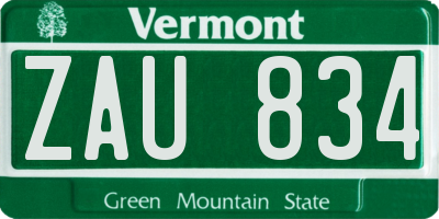 VT license plate ZAU834