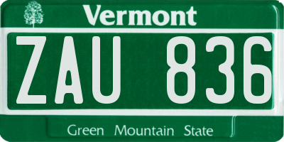 VT license plate ZAU836