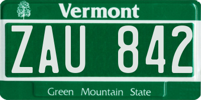 VT license plate ZAU842