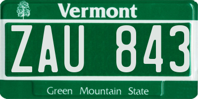 VT license plate ZAU843