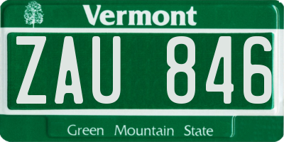 VT license plate ZAU846