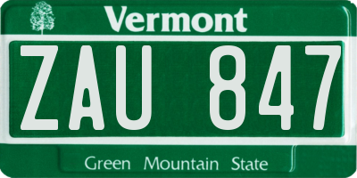 VT license plate ZAU847