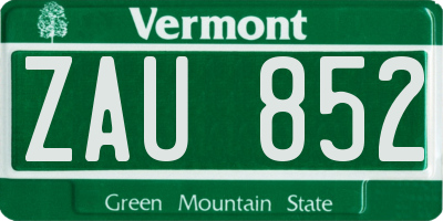 VT license plate ZAU852