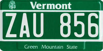 VT license plate ZAU856