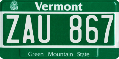 VT license plate ZAU867