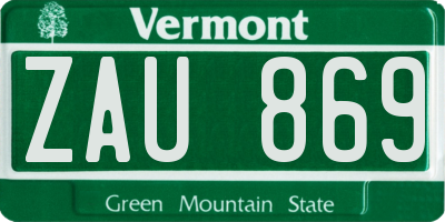 VT license plate ZAU869