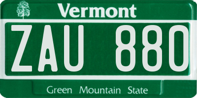 VT license plate ZAU880