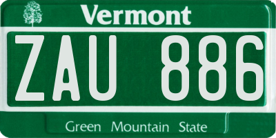 VT license plate ZAU886