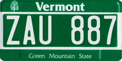 VT license plate ZAU887