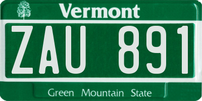 VT license plate ZAU891