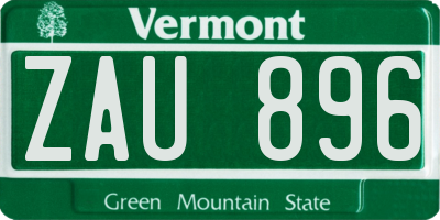 VT license plate ZAU896