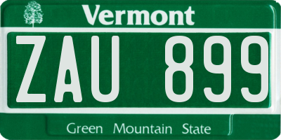 VT license plate ZAU899