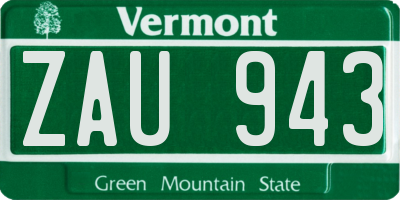 VT license plate ZAU943