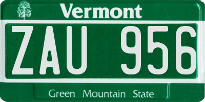 VT license plate ZAU956