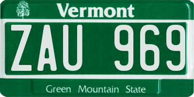 VT license plate ZAU969