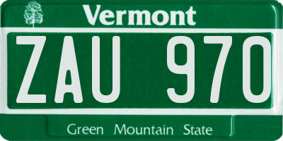 VT license plate ZAU970