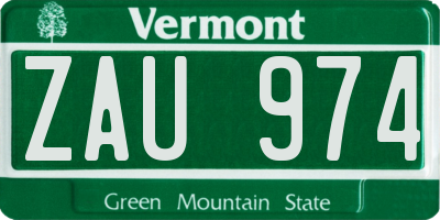 VT license plate ZAU974