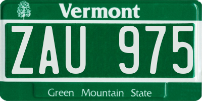 VT license plate ZAU975
