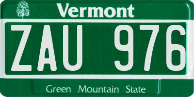 VT license plate ZAU976