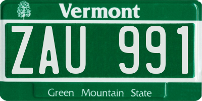 VT license plate ZAU991