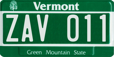 VT license plate ZAV011