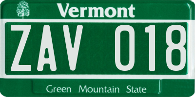 VT license plate ZAV018