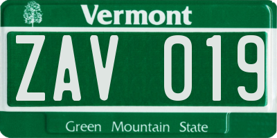 VT license plate ZAV019