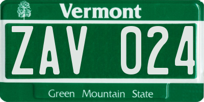 VT license plate ZAV024