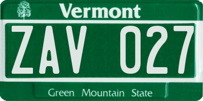 VT license plate ZAV027