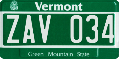 VT license plate ZAV034