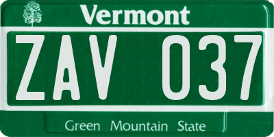 VT license plate ZAV037