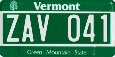 VT license plate ZAV041
