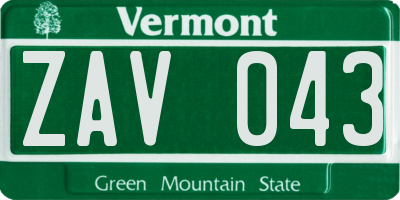 VT license plate ZAV043