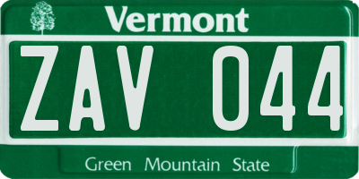 VT license plate ZAV044