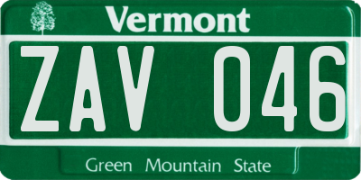 VT license plate ZAV046