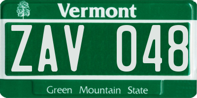 VT license plate ZAV048