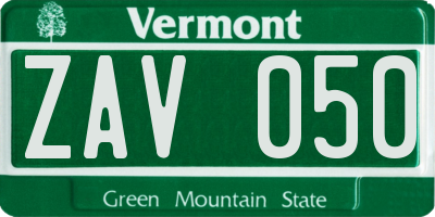 VT license plate ZAV050