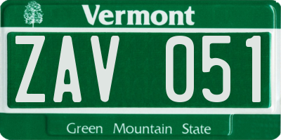 VT license plate ZAV051